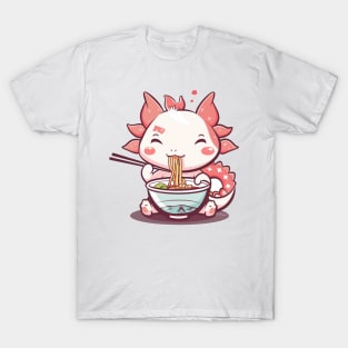 Kawaii axolotl eating ramen T-Shirt